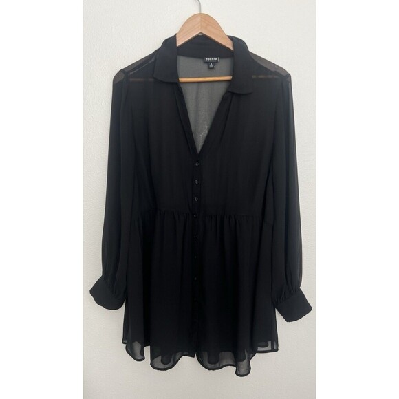 Torrid Babydoll Georgette Long Sleeve Blouse Sheer Empire Waist Whimsigoth Flow - Picture 5 of 11